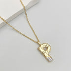 Initial Alphabets Letter A Cubic Zirconia 18K Gold Silver Anti Tarnish Pendant Chain For Women
