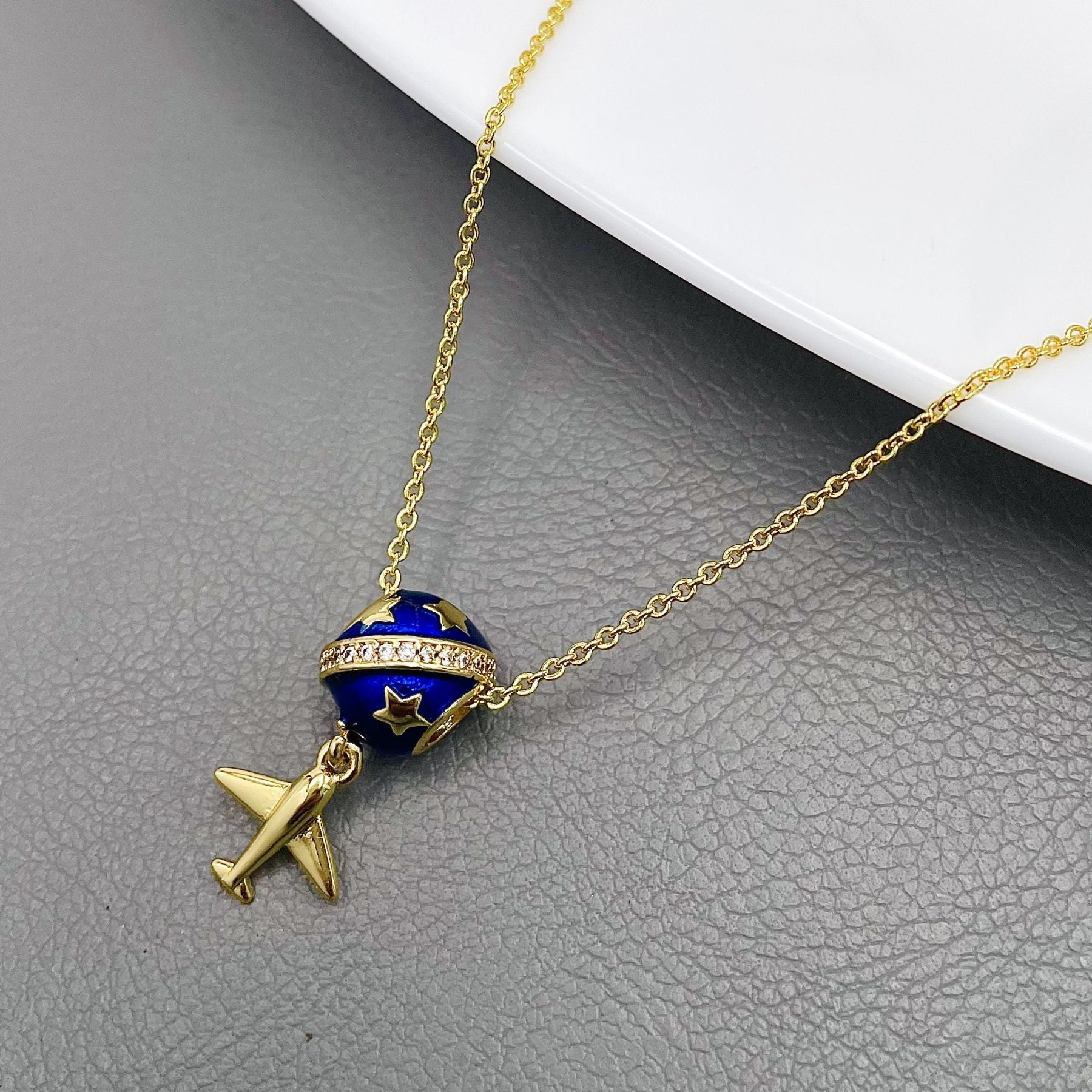 Star Aeroplane CZ White Gold Anti Tarnish Pendant Chain Kids Bulk Secondary image
