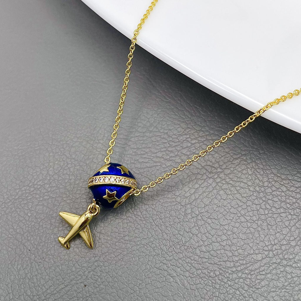 Star Aeroplane CZ White Gold Anti Tarnish Pendant Chain Kids Bulk