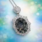 Black Classic Oval Floral Silver Plated CZ Copper Pendant Chain Bulk