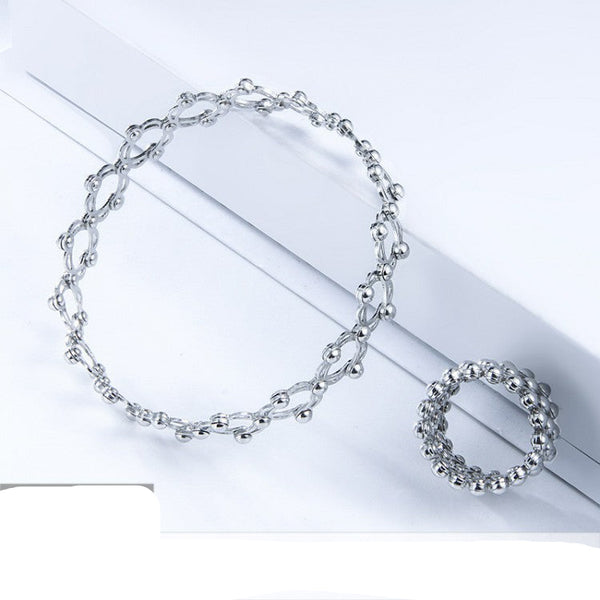 Gold Silver Rose Gold Anti Tarnish Stretchable Bracelet Cum Ring Bulk Secondary image