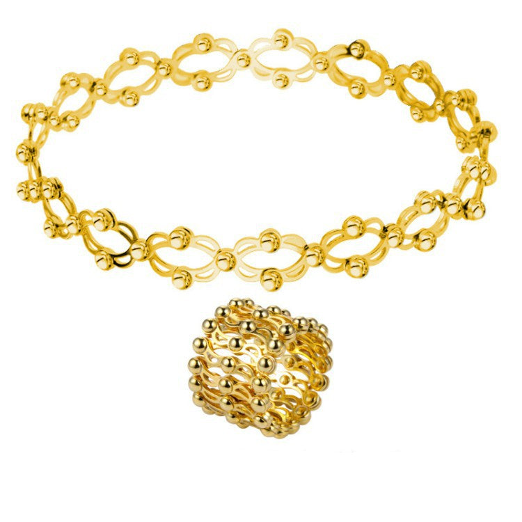 Gold Silver Rose Gold Anti Tarnish Stretchable Bracelet Cum Ring Bulk