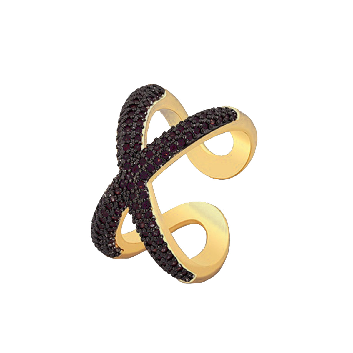 Stylish Cross Black Spinal Gold Adjustable Band Ring Gift Bulk
