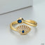 Evil Eye Blue Gold CZ Adjustable Free Size Band Ring Gift Bulk