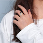 Evil Eye Blue Gold CZ Adjustable Free Size Band Ring Gift Bulk