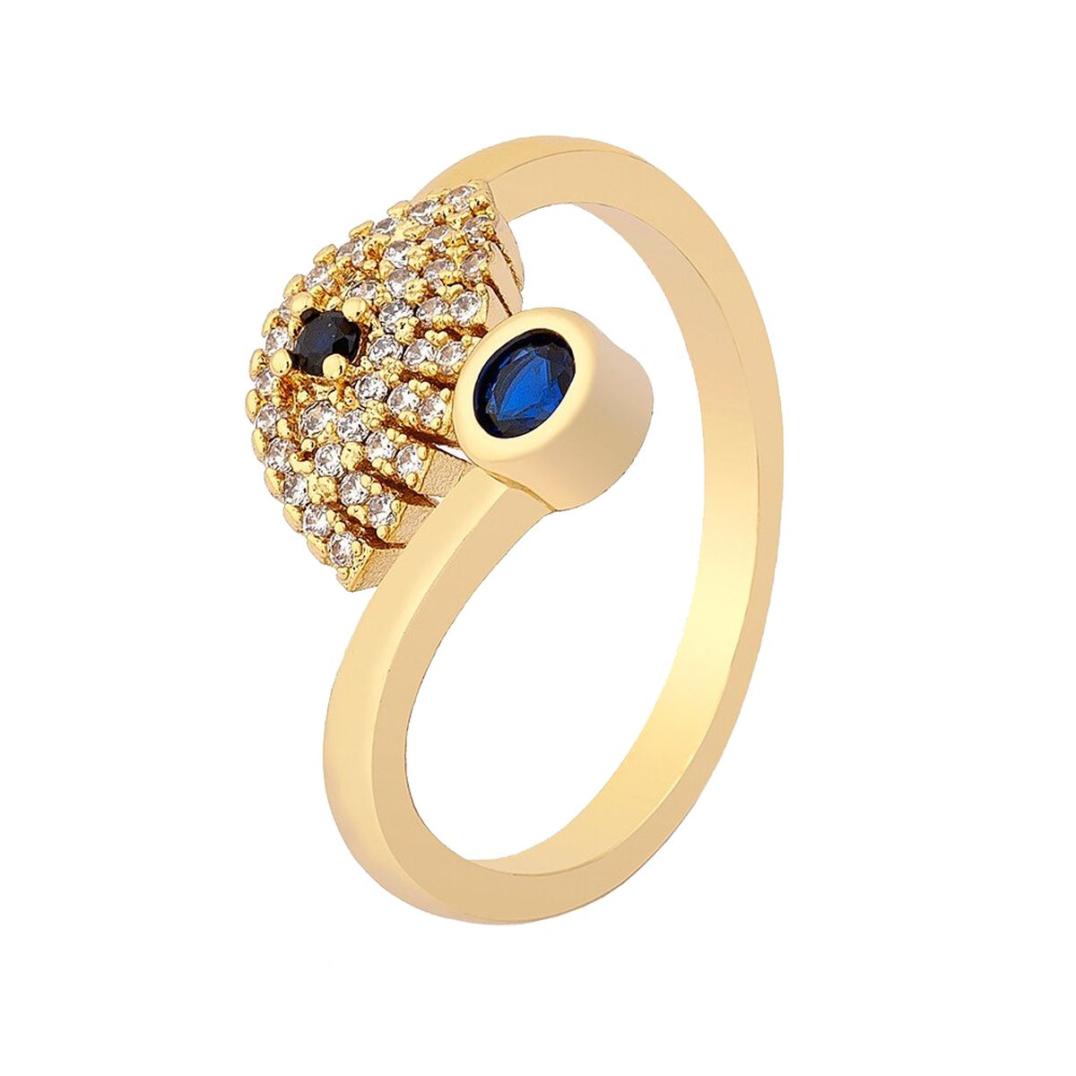 Evil Eye Blue Gold CZ Adjustable Free Size Band Ring Gift Bulk