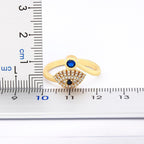 Evil Eye Blue Gold CZ Adjustable Free Size Band Ring Gift Bulk