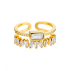 Stylish Baguette American Diamond Gold Ring For Women Bulk
