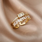 Stylish Baguette American Diamond Gold Ring For Women Bulk