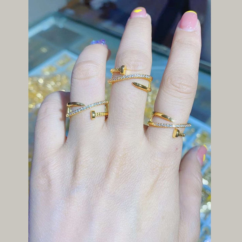 Screw Gold American Diamond Ring For Women Bulk