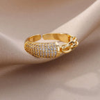 Stylish Curb Gold Copper Adjustable Ring For Women Bulk