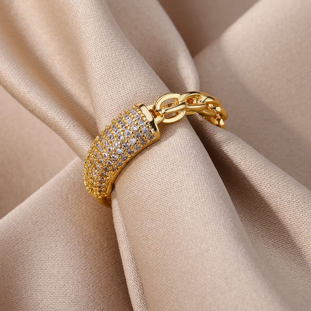 Stylish Curb Gold Copper Adjustable Ring For Women Bulk