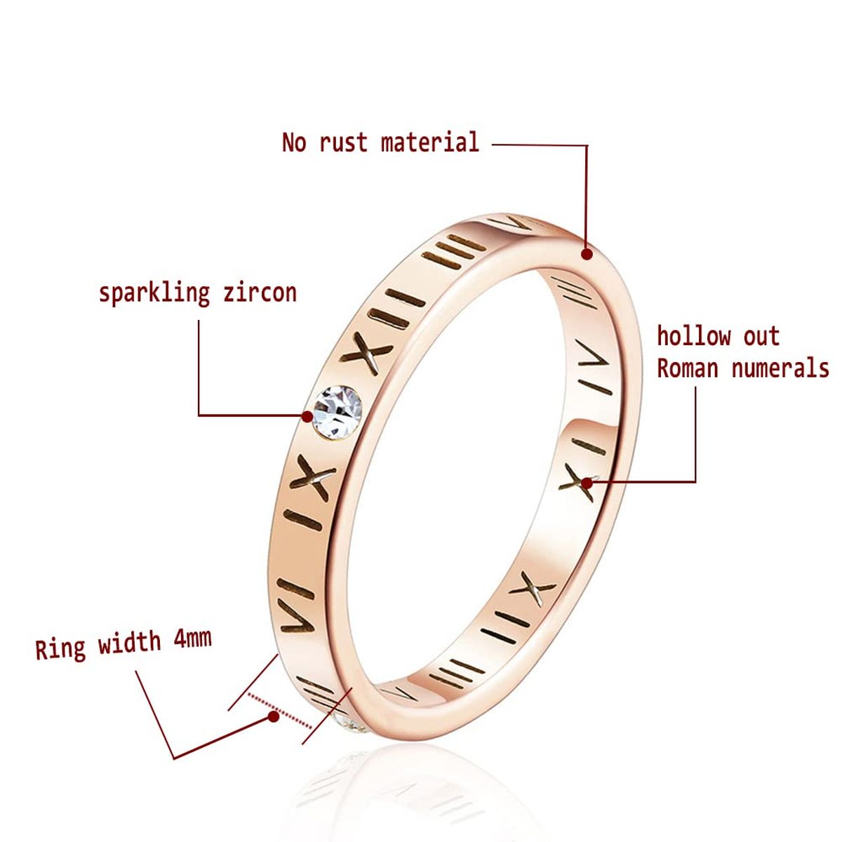 Roman Rose Gold Band Ring For Women Rose Gold Bulk