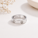 Screw Stainless Steel Silver Cubic Zirconia Band Ring For Women Bulk