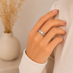 Screw Stainless Steel Silver Cubic Zirconia Band Ring For Women Bulk