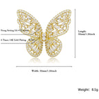 Large Butterfly Cubic Zirconia Gold Copper Free Size Ring Women Bulk