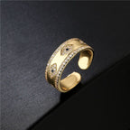 Evil Eye 18K Gold Cubic Zirconia Copper Free Size Open Ring Women Bulk