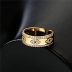Evil Eye 18K Gold Cubic Zirconia Copper Free Size Open Ring Women Bulk