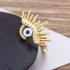 Sun Evil Eye Copper Cubic Zirconia Free Size Adjustable Ring Bulk
