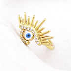 Sun Evil Eye Copper Cubic Zirconia Free Size Adjustable Ring Bulk