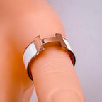 Stainless Steel White Enamel 18K Rose Gold Band Ring For Women Bulk