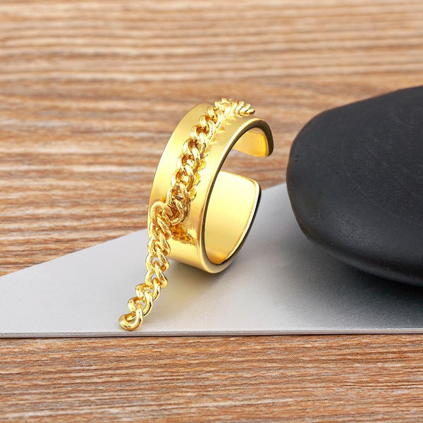 Copper Gold Curb Free Size Adjustable Band Ring For Women Bulk Main image