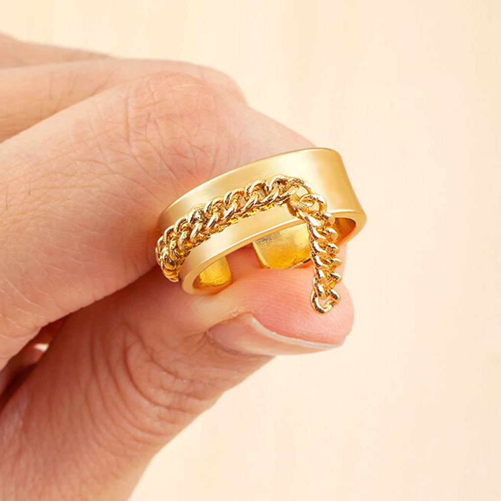 Copper Gold Curb Free Size Adjustable Band Ring For Women Bulk