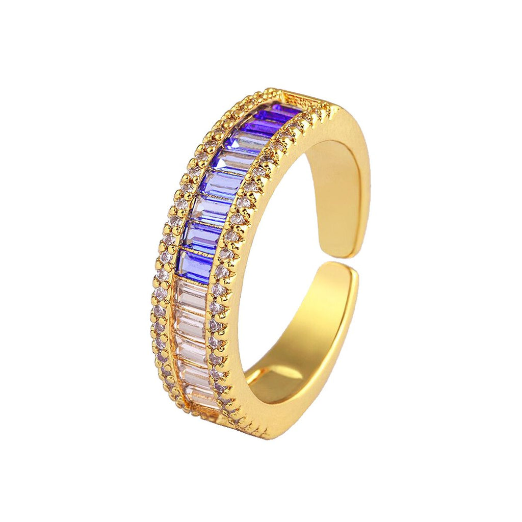 Graduating Shades Of Blue Purple Zircon Gold Copper Ring Bulk
