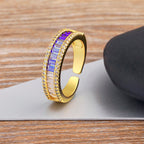 Graduating Shades Of Blue Purple Zircon Gold Copper Ring Bulk
