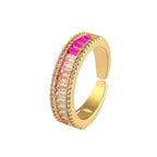 Graduating Shades Of Pink Zircon 18K Gold Copper Free Size Ring Bulk