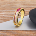 Graduating Shades Of Pink Zircon 18K Gold Copper Free Size Ring Bulk
