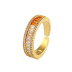 Graduating Shades Of Orange Zircon 18K Gold Copper Free Size Ring Bulk