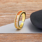 Graduating Shades Of Orange Zircon 18K Gold Copper Free Size Ring Bulk