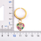 Heart Love Rainbow Multi Color Baguette 18K Gold Open Back Ring Bulk