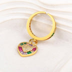 Heart Love Rainbow Multi Color Baguette 18K Gold Open Back Ring Bulk