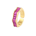 Ruby Pink Baguette Invisible Set Gold Anti Tarnish Open Back Ring Bulk