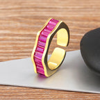 Ruby Pink Baguette Invisible Set Gold Anti Tarnish Open Back Ring Bulk