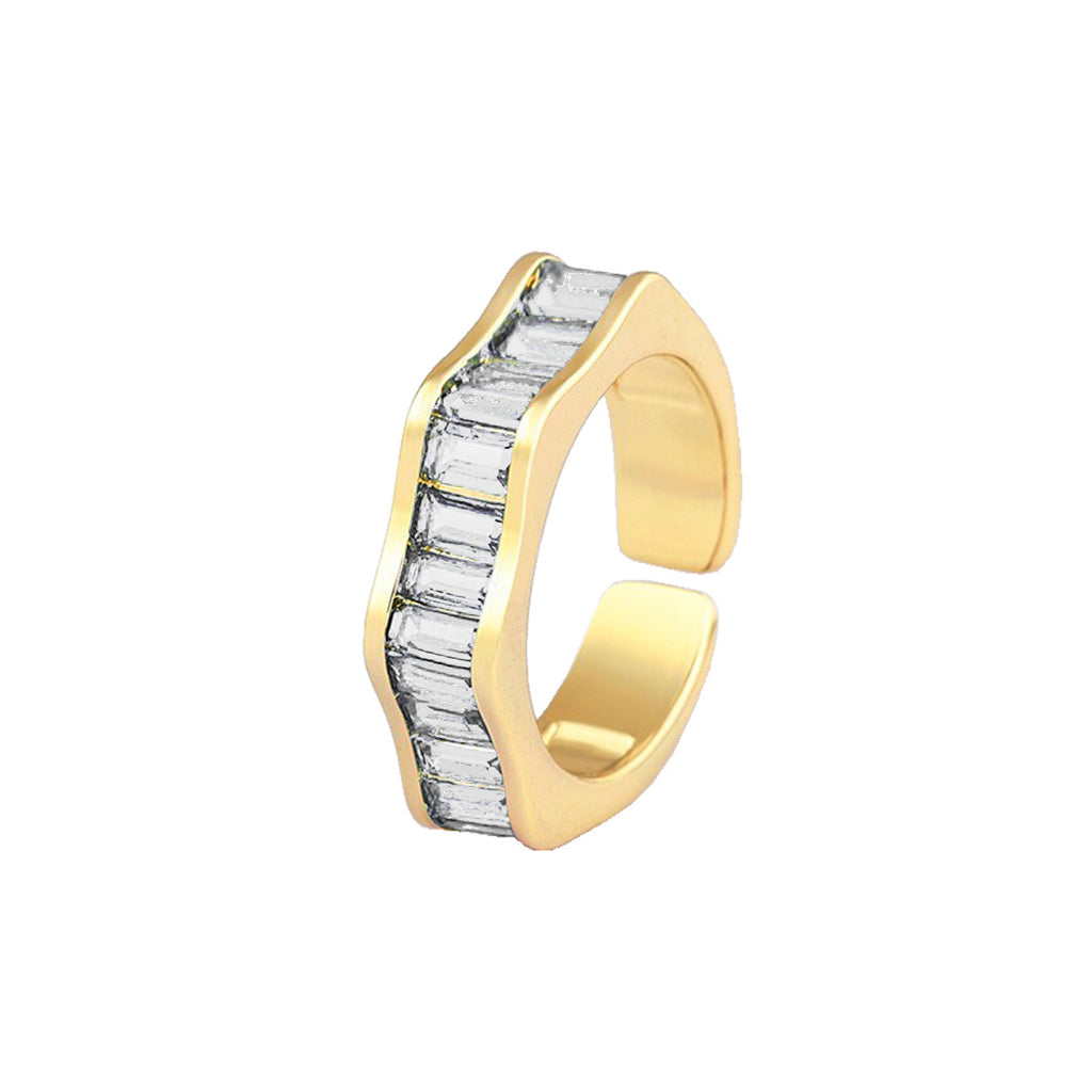 Ruby Pink Baguette Invisible Set Gold Anti Tarnish Open Back Ring Bulk
