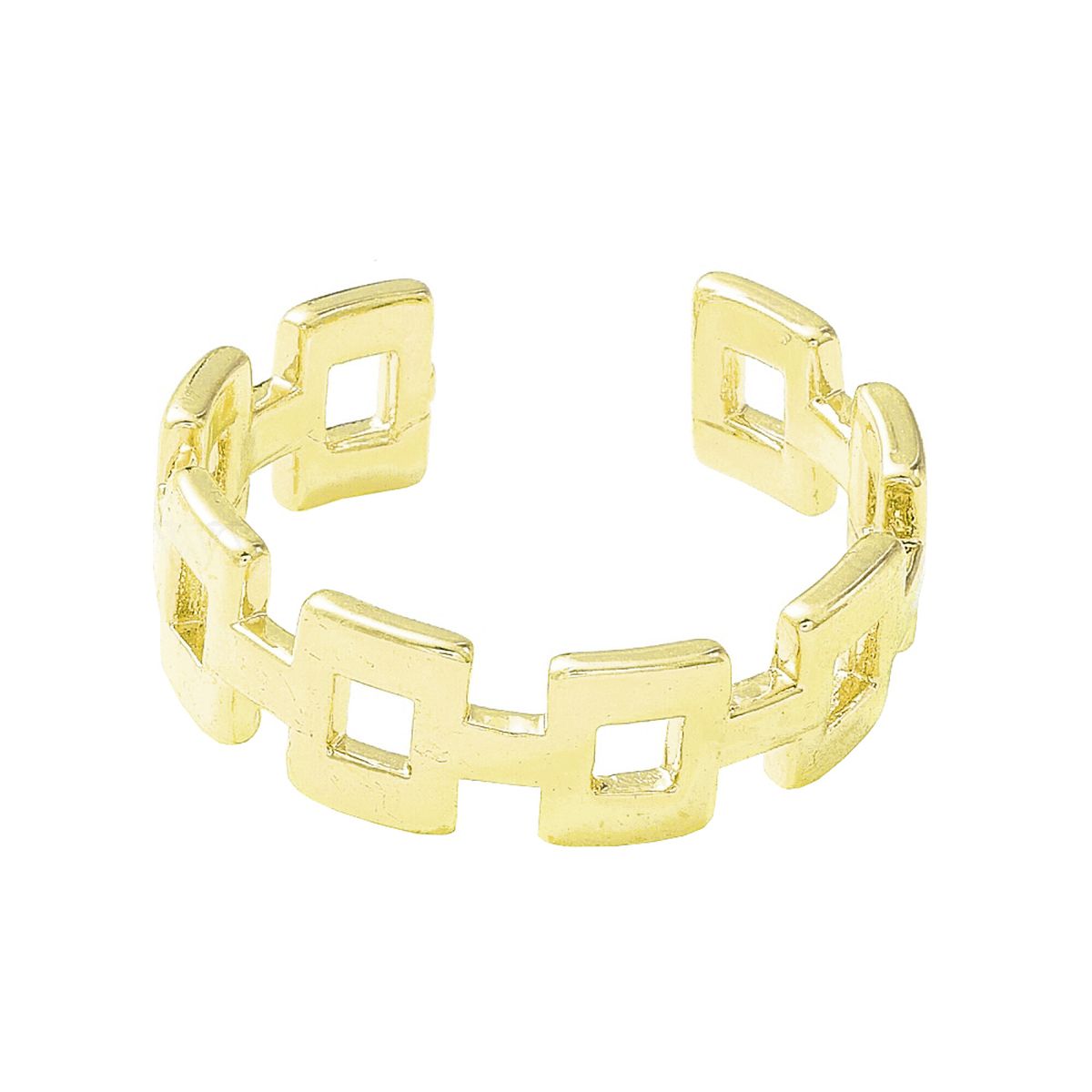 Geometric Square Smart 18K Glossy Gold Open Back Ring For Women Bulk