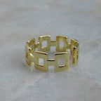 Geometric Square Smart 18K Glossy Gold Open Back Ring For Women Bulk