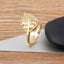 Feather Leaf Pearl Baguette CZ 18K Gold Free Size Ring Bulk