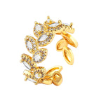 Floral Leaf Cubic Zirconia 18K Gold Anti Tarnish Open Back Ring Bulk