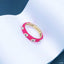 Hot Pink Enamel Evil Eye 18K Gold Open Back Ring For Women Bulk