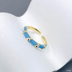 Hot Pink Enamel Evil Eye 18K Gold Open Back Ring For Women Bulk