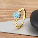 Mother Of Pearl Cubic Zirconia 18K Gold Free Size Ring For Women Bulk