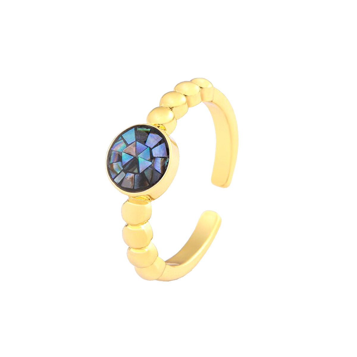 Mother Of Pearl Cubic Zirconia 18K Gold Free Size Ring For Women Bulk