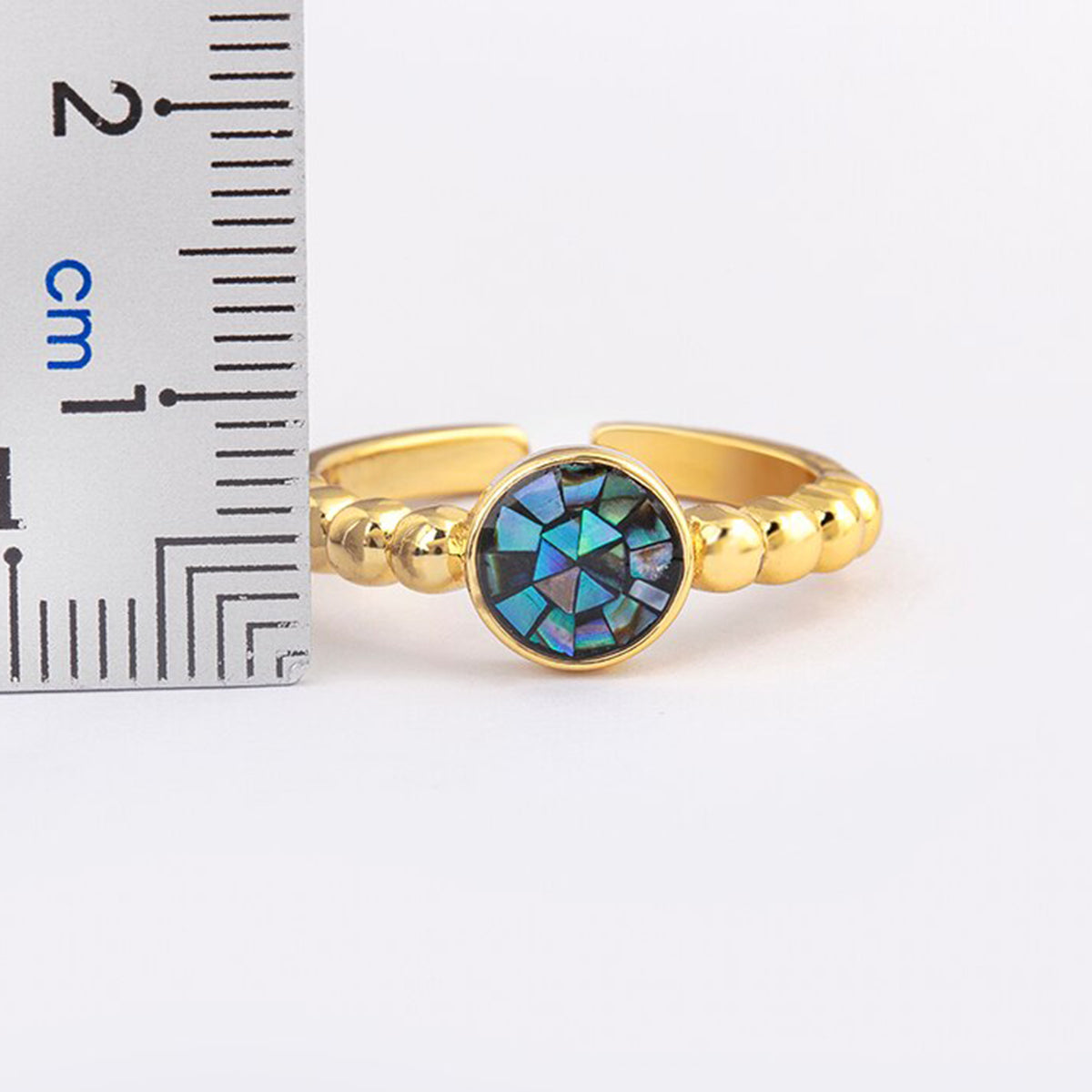 Mother Of Pearl Cubic Zirconia 18K Gold Free Size Ring For Women Bulk