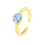 Mother Of Pearl Cubic Zirconia 18K Gold Free Size Ring For Women Bulk