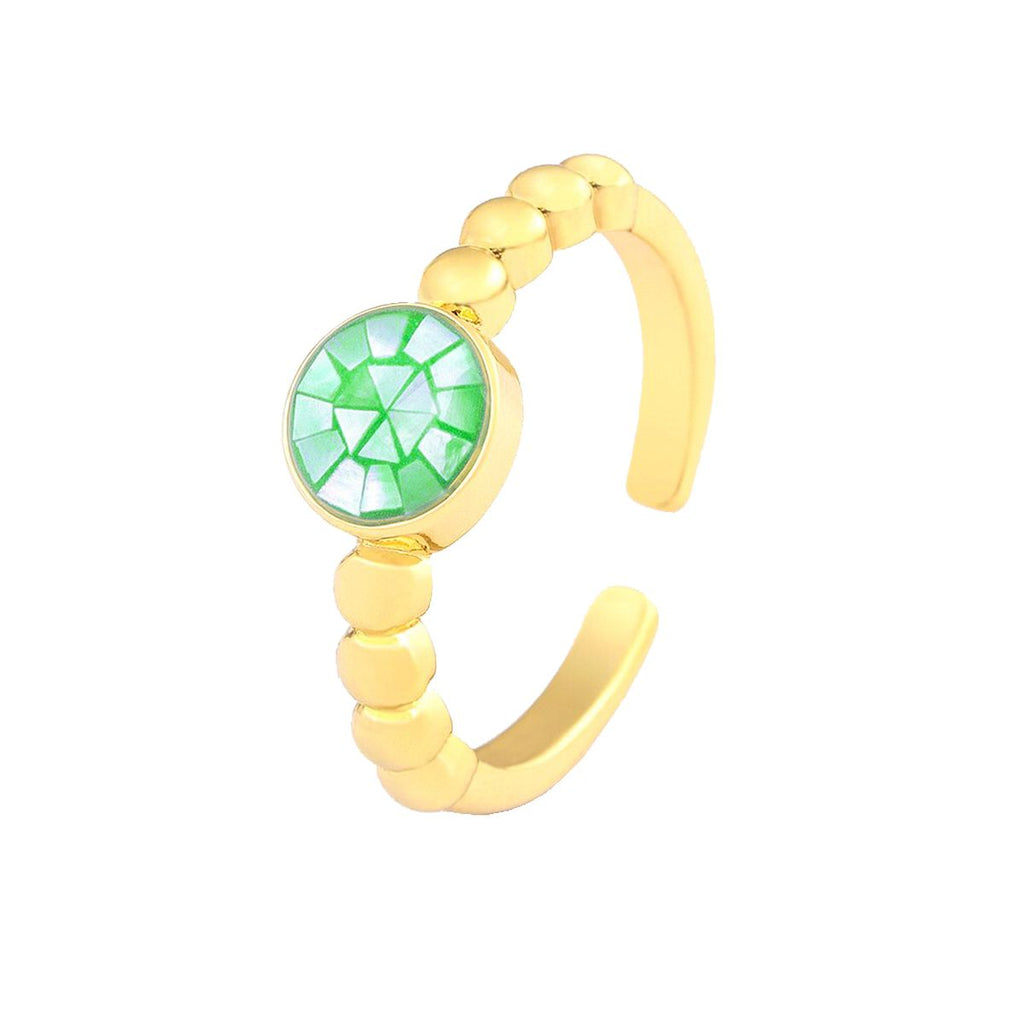 Mother Of Pearl Cubic Zirconia 18K Gold Free Size Ring For Women Bulk