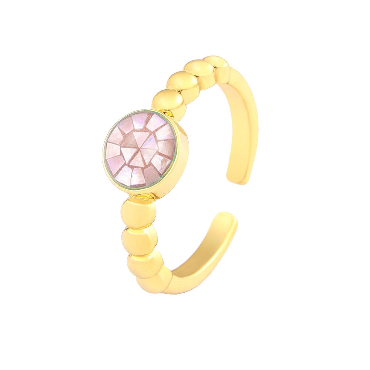 Mother Of Pearl Cubic Zirconia 18K Gold Free Size Ring For Women Bulk